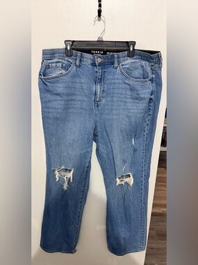 torrid Light Blue High-Rise Distressed Straight Jeans